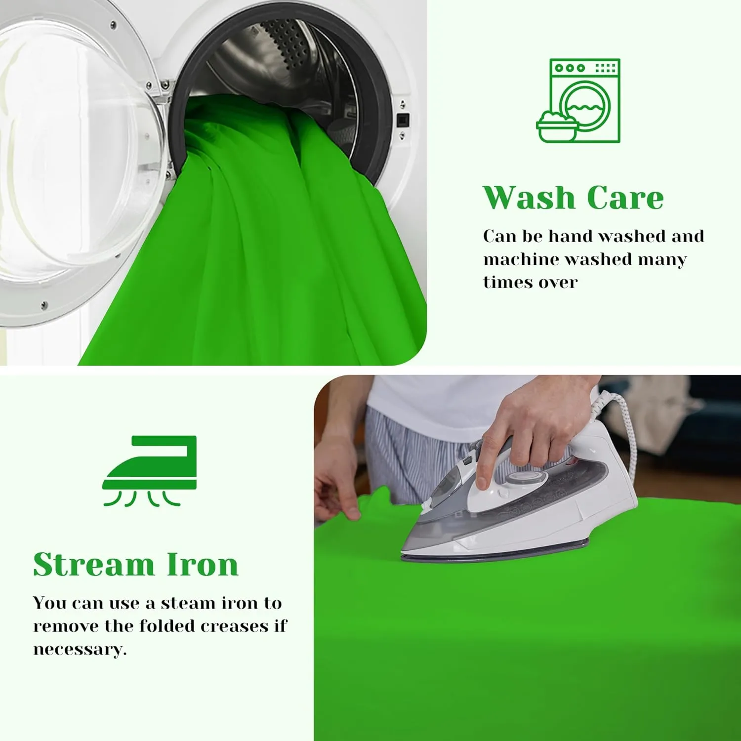 10ft x 8ft Green Screen Backdrop for Photography, High Density Backdrop Curtains, Backdrops for Photoshoot for Photography, Video Calls, Streaming, Gaming, Greenscreen Background, 5ft x 8ft, 2 Panels