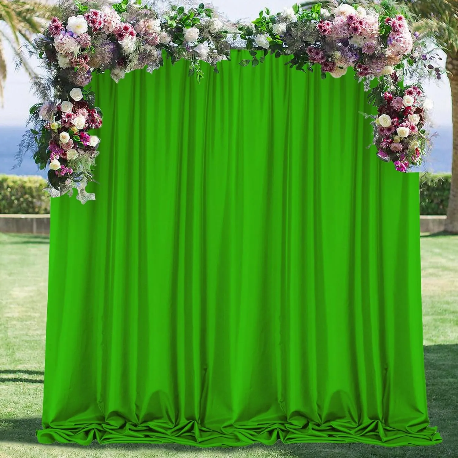 10ft x 8ft Green Screen Backdrop for Photography, High Density Backdrop Curtains, Backdrops for Photoshoot for Photography, Video Calls, Streaming, Gaming, Greenscreen Background, 5ft x 8ft, 2 Panels