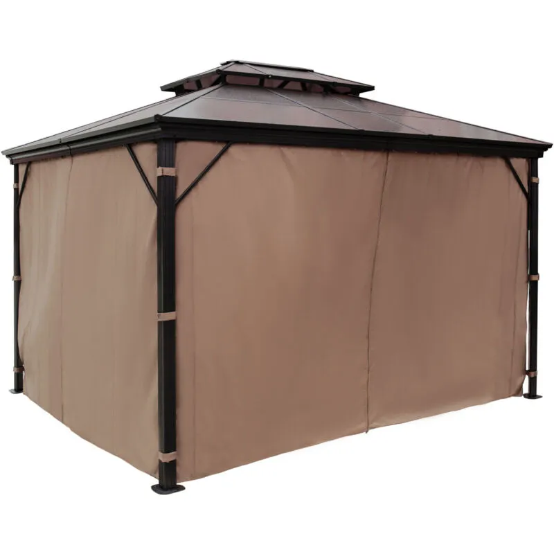 10x10' Hardtop Patio Gazebo  Aluminum Frame w/ Curtains & Mesh