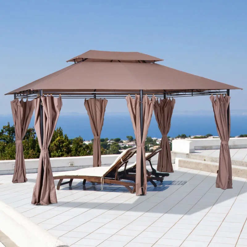10'x13' Outdoor 2-Tier Vented Canopy Gazebo BBQ Party Tent Shelter Shade