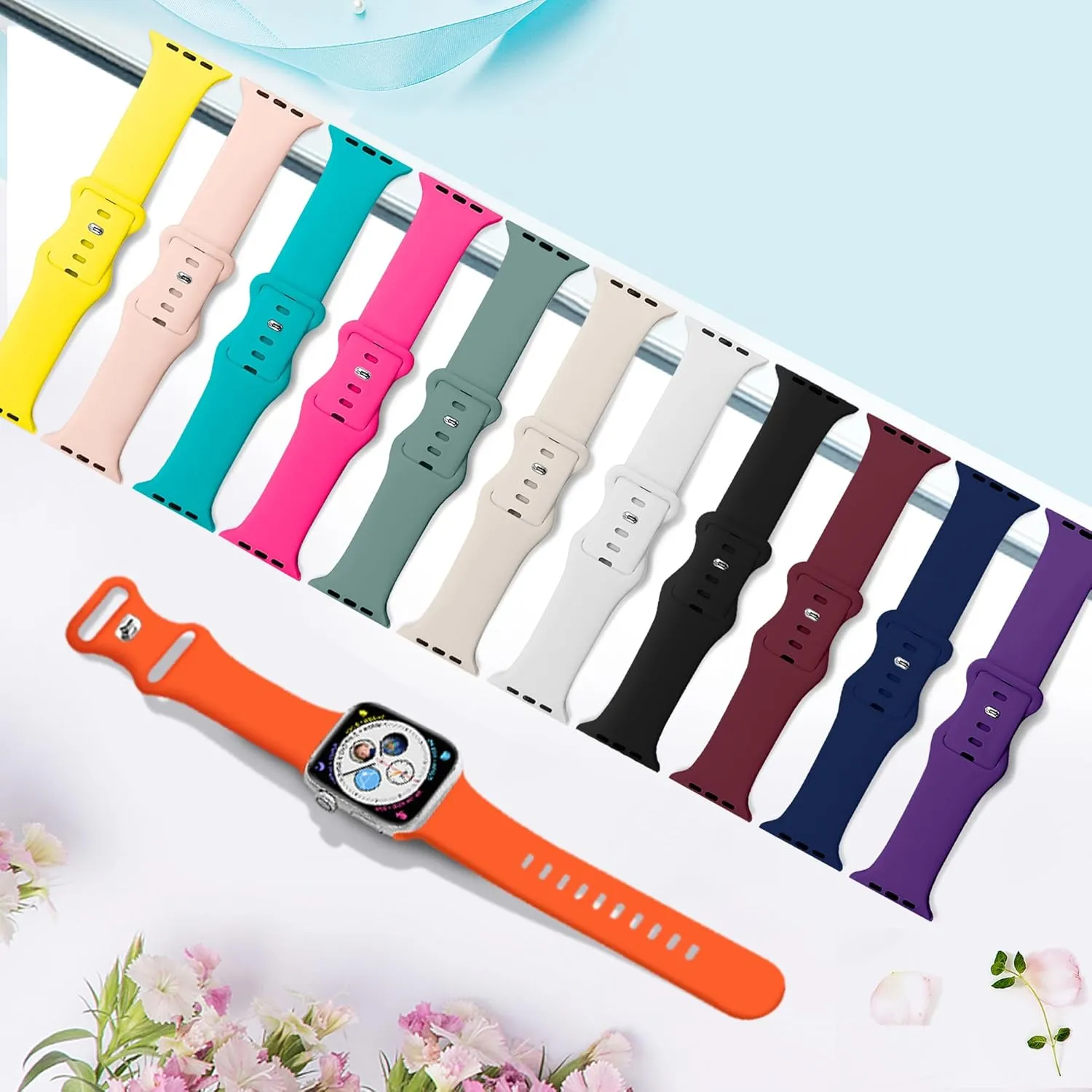 15 Pack Sport Bands with Storage Case Compatible for Apple Watch Band 40mm 41mm 38mm 44mm 45mm 46mm 42mm 49mm Women Men,Soft Silicone Strap Watch Band for iWatch Series 10 9 8 7 6 SE 5 4 3 2 1 Ultra