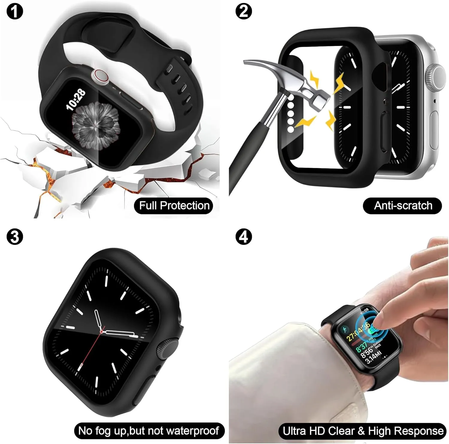 16 Pack Sport Band Compatible with Apple Watch Bands 40mm 41mm 42mm 44mm 45mm 46mm for Women Men, Silicone Strap with Screen Protector Bumper Case&Storage Organizer for iWatch Series 10 9 8 7 6 5 4 SE