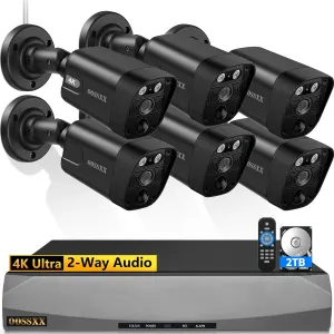4K/8.0 Megapixel & 130 Ultra Wide-Angle 2-Way Audio PoE Outdoor Home Security Camera System Wired Outdoor Video Surveillance IP Cameras System DVR Set