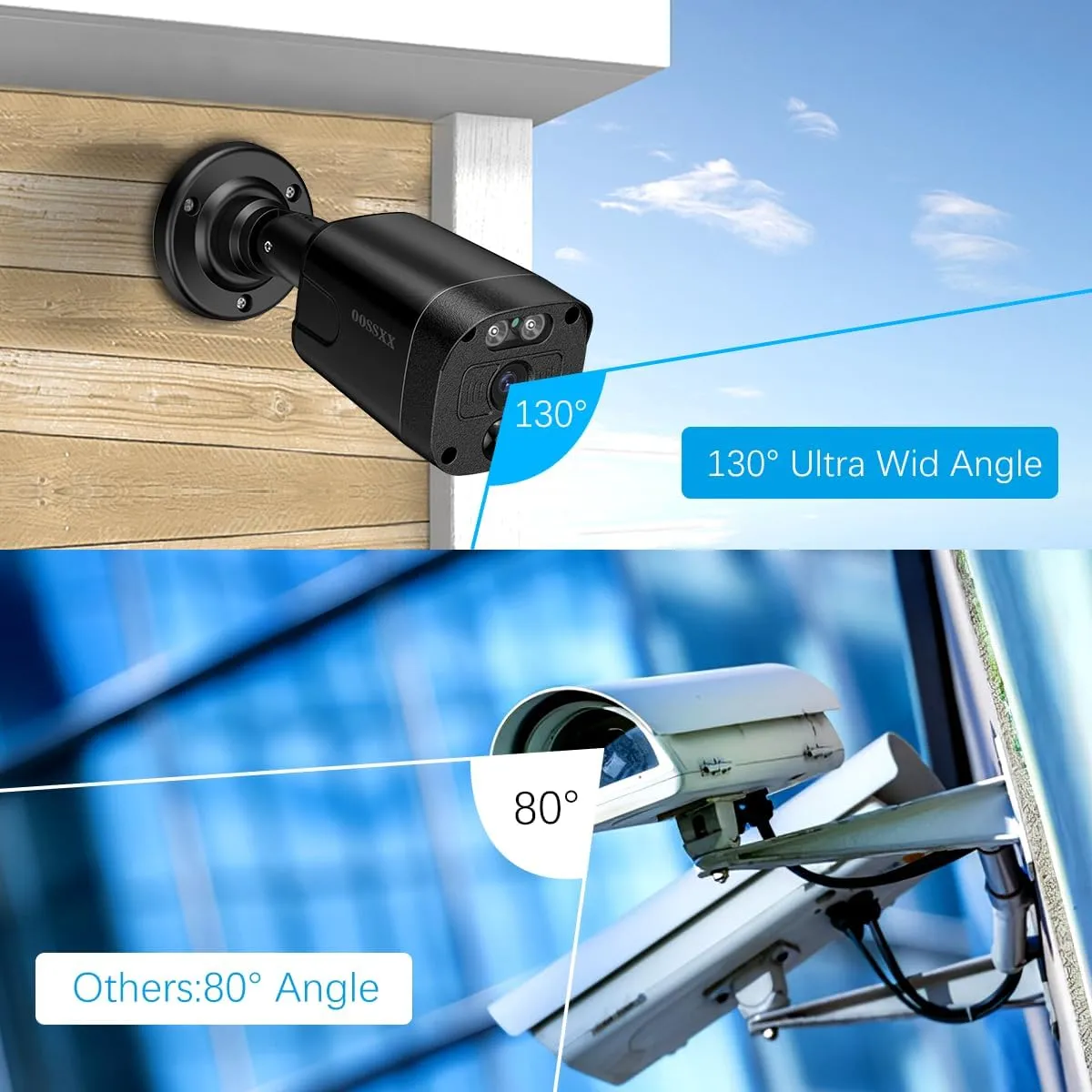 4K/8.0 Megapixel & 130 Ultra Wide-Angle 2-Way Audio PoE Outdoor Home Security Camera System Wired Outdoor Video Surveillance IP Cameras System DVR Set