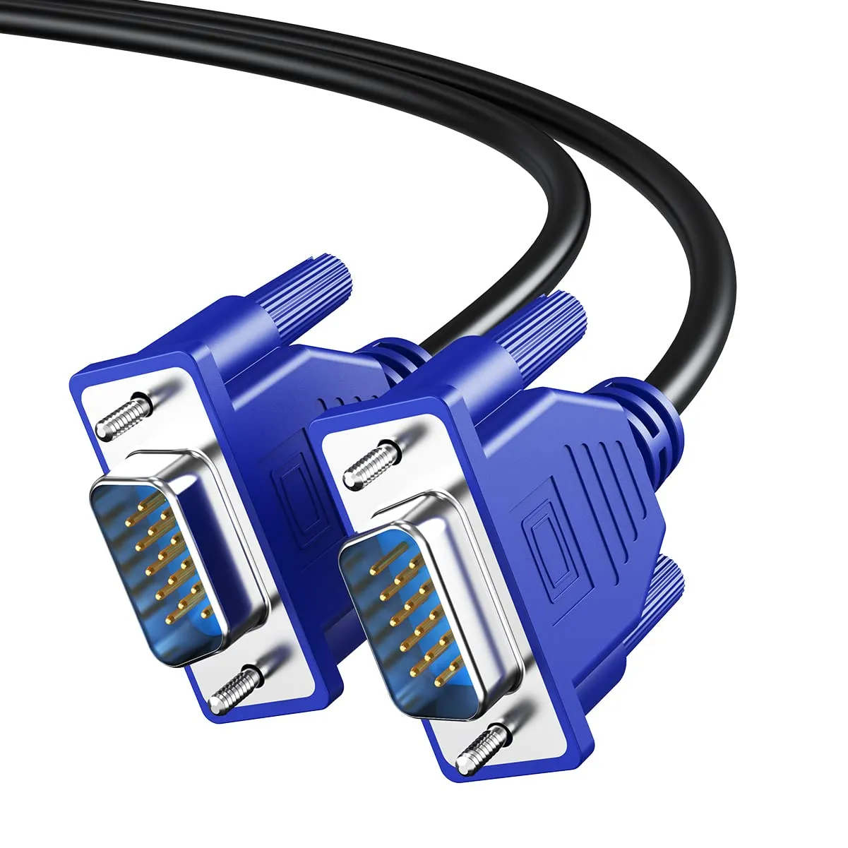 5-Pack VGA Cable 6 Feet,Male VGA to VGA Male Monitor Computer Cable Adapter Cord HD15 1080P Full HD High Resolutionfor TV Computer Projector-Blue