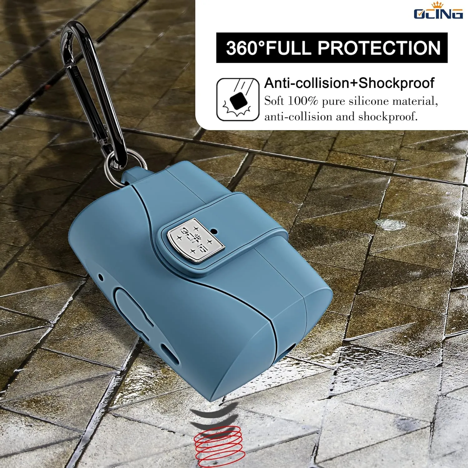 6 in One for Airpods Pro Case (2024/2023/2022/2019, 3rd/2nd/1st Gen), Soft Silicone Skin for AirPods Pro 2nd Generation Case with Secure Lock, Supports (USB-C) & Wireless Charging, AirBlue