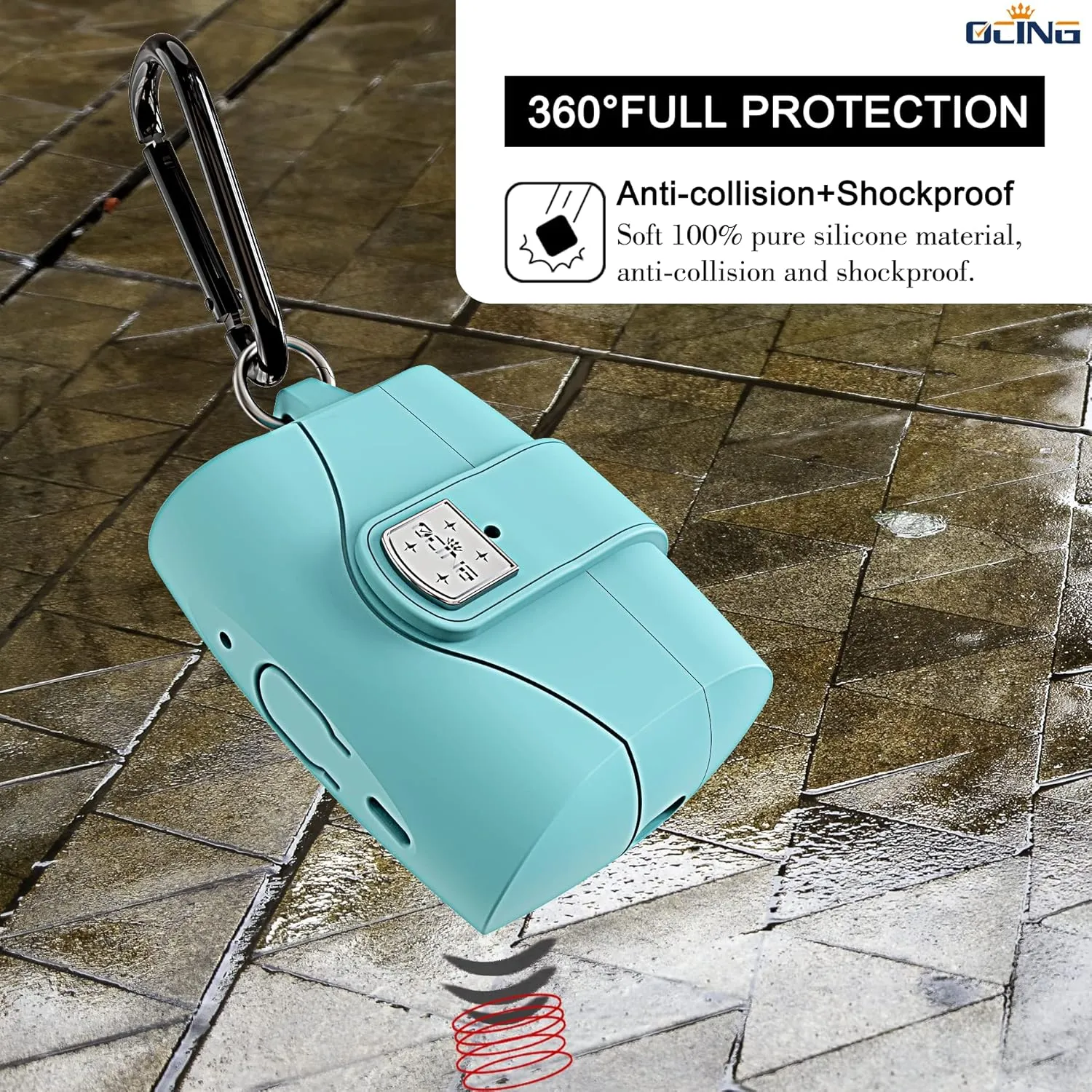 6 in One for Airpods Pro Case (2024/2023/2022/2019, 3rd/2nd/1st Gen), Soft Silicone Skin for AirPods Pro 2nd Generation Case with Secure Lock, Supports (USB-C) & Wireless Charging, Babyblue
