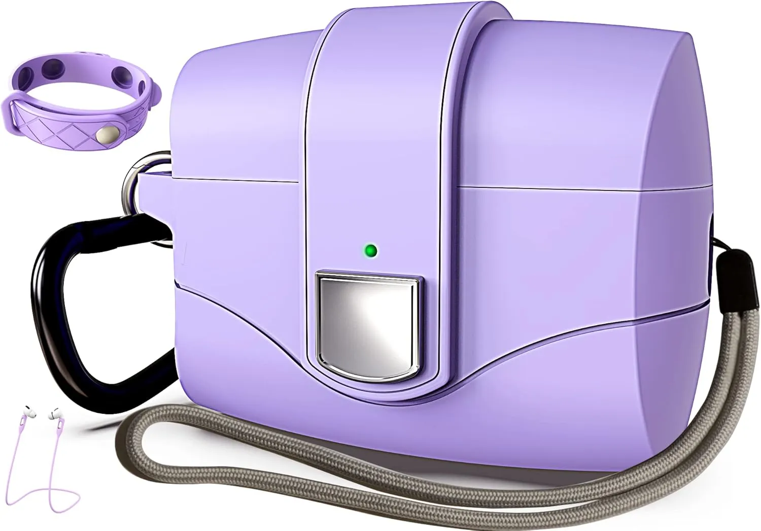 6 in One for Airpods Pro Case (2024/2023/2022/2019, 3rd/2nd/1st Gen), Soft Silicone Skin for AirPods Pro 2nd Generation Case with Secure Lock, Supports (USB-C) & Wireless Charging, babyPurple