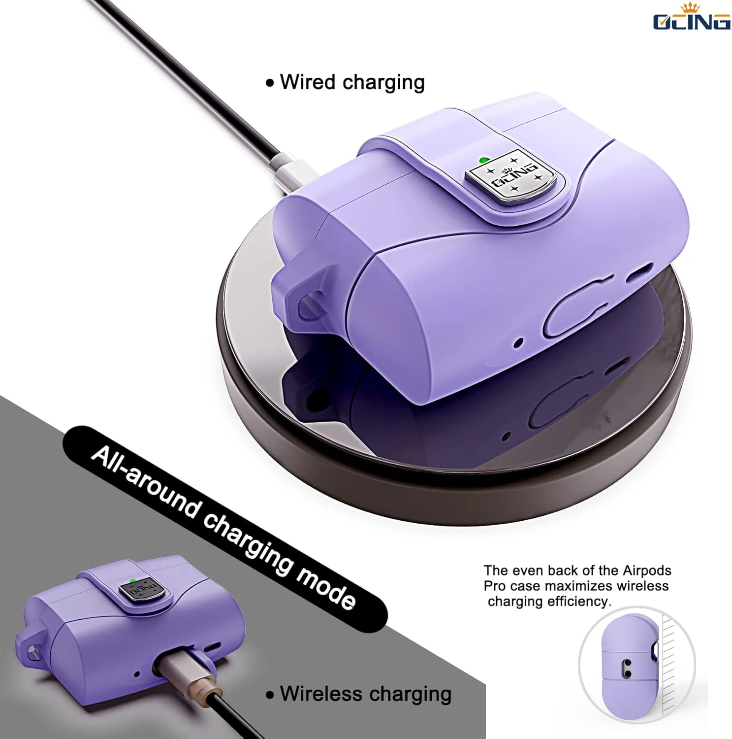 6 in One for Airpods Pro Case (2024/2023/2022/2019, 3rd/2nd/1st Gen), Soft Silicone Skin for AirPods Pro 2nd Generation Case with Secure Lock, Supports (USB-C) & Wireless Charging, babyPurple