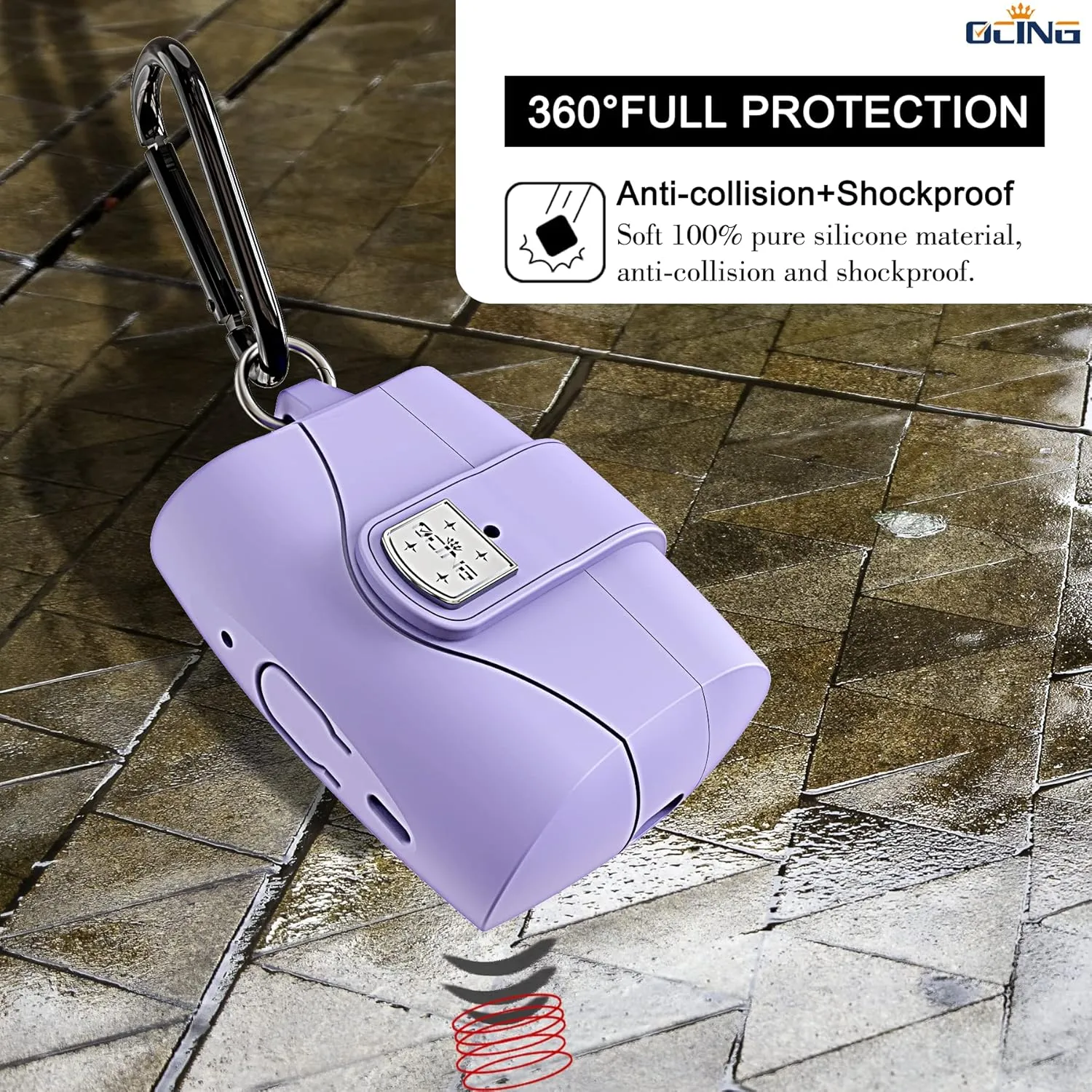 6 in One for Airpods Pro Case (2024/2023/2022/2019, 3rd/2nd/1st Gen), Soft Silicone Skin for AirPods Pro 2nd Generation Case with Secure Lock, Supports (USB-C) & Wireless Charging, babyPurple
