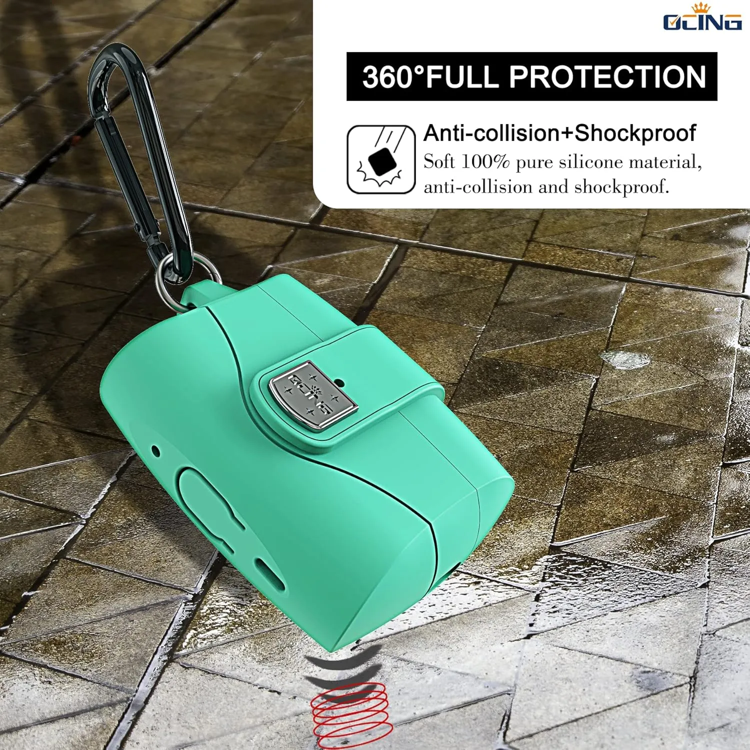 6 in One for Airpods Pro Case (2024/2023/2022/2019, 3rd/2nd/1st Gen), Soft Silicone Skin for AirPods Pro 2nd Generation Case with Secure Lock, Supports (USB-C) & Wireless Charging, MintGreen