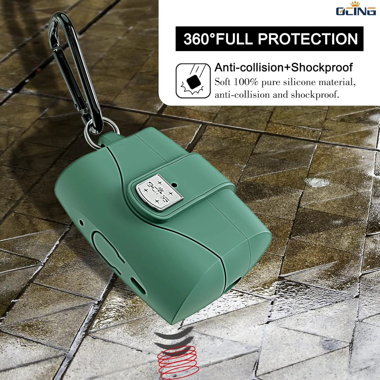 6 in One for Airpods Pro Case (2024/2023/2022/2019, 3rd/2nd/1st Gen), Soft Silicone Skin for AirPods Pro 2nd Generation Case with Secure Lock, Supports (USB-C) & Wireless Charging, PineGreen