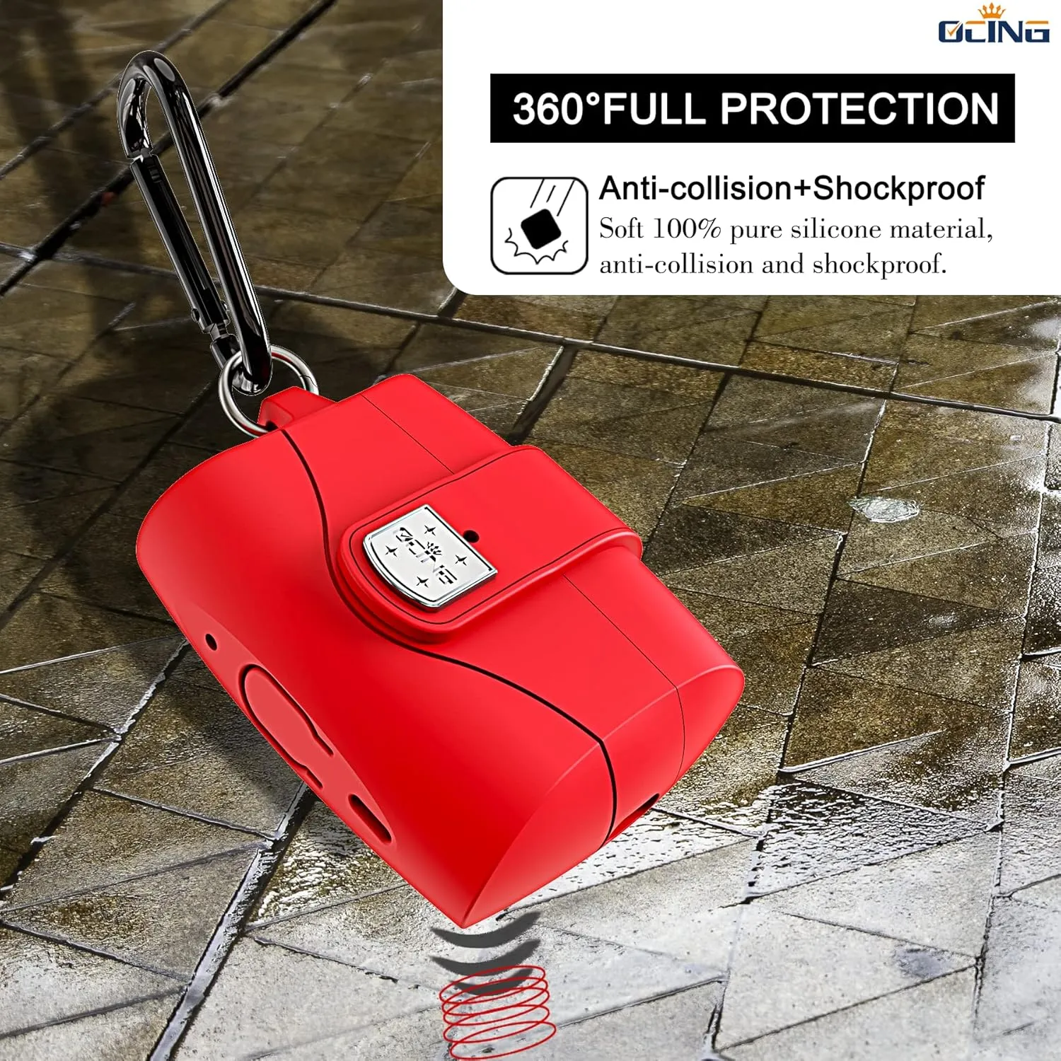 6 in One for Airpods Pro Case (2024/2023/2022/2019, 3rd/2nd/1st Gen), Soft Silicone Skin for AirPods Pro 2nd Generation Case with Secure Lock, Supports (USB-C) & Wireless Charging, Red