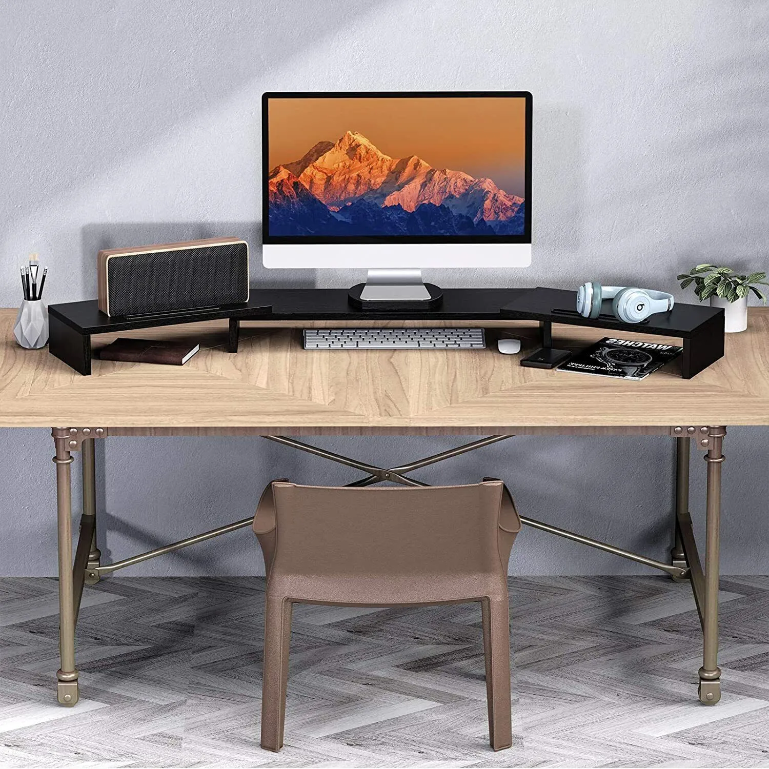 Adjustable Dual/Triple Monitor & Laptop Stand with Storage and Tilt