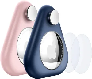 Airtag Holder for Kids Hidden,2PCS GPS Tracker Case, Anti-Removal Airtag ABS Case with Pins, Suitable for Children, Elderly, Pets, Backpack, LuggagePink,Navy Blue