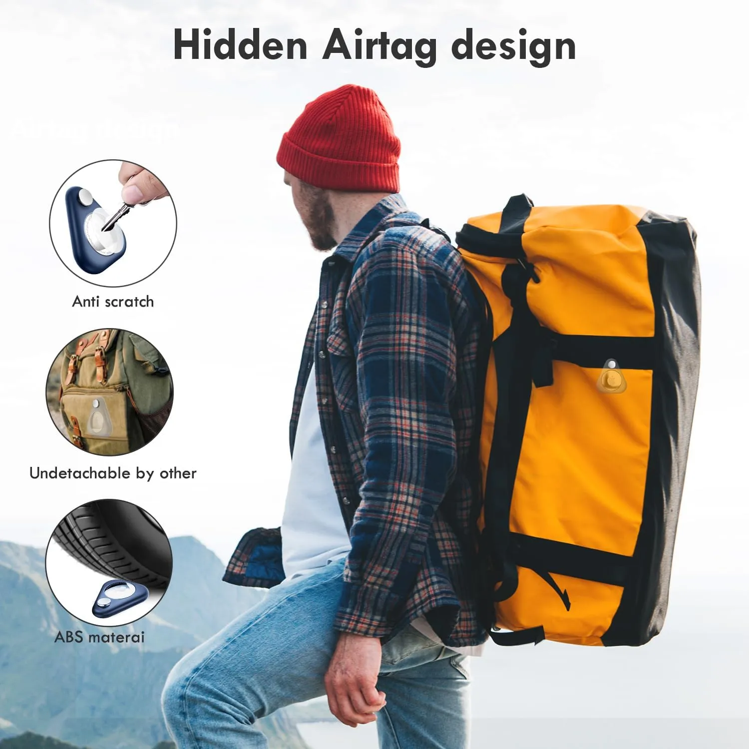 Airtag Holder for Kids Hidden,2PCS GPS Tracker Case, Anti-Removal Airtag ABS Case with Pins, Suitable for Children, Elderly, Pets, Backpack, LuggageWhite,Navy Blue,Pink,Black