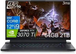 Alienware X17 R2 Gaming Laptop (17.3" 480Hz FHD, Intel 12th Gen Core i9-12900H, 64GB DDR5 RAM, 2TB SSD, NVIDIA GeForce RTX 3070 Ti 8GB) RGB Backlit Keyboard, Wi-Fi 6E, Thunderbolt 4, Win 11 Home