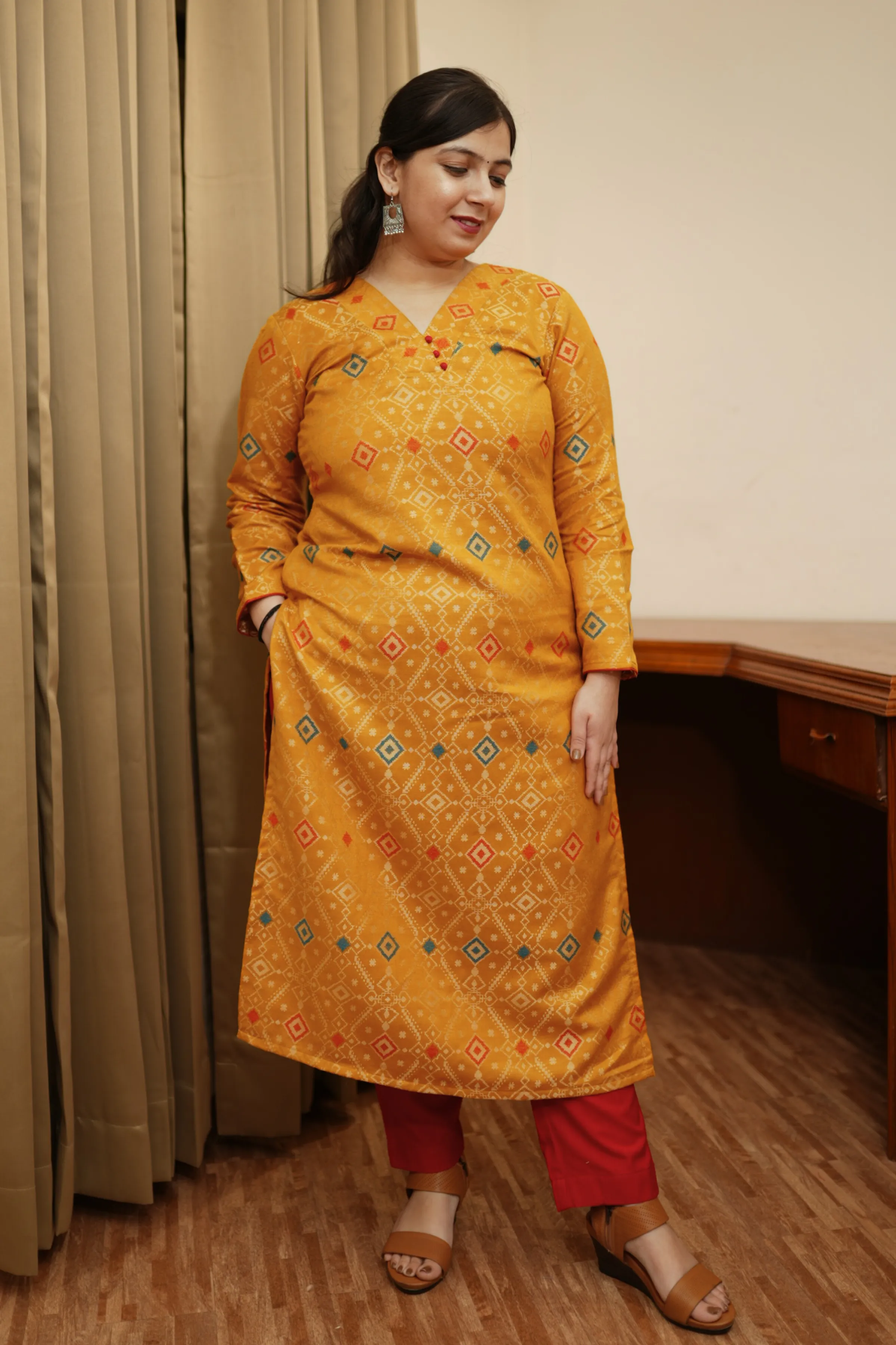 Amber Magic Woven Pashmina Kurta