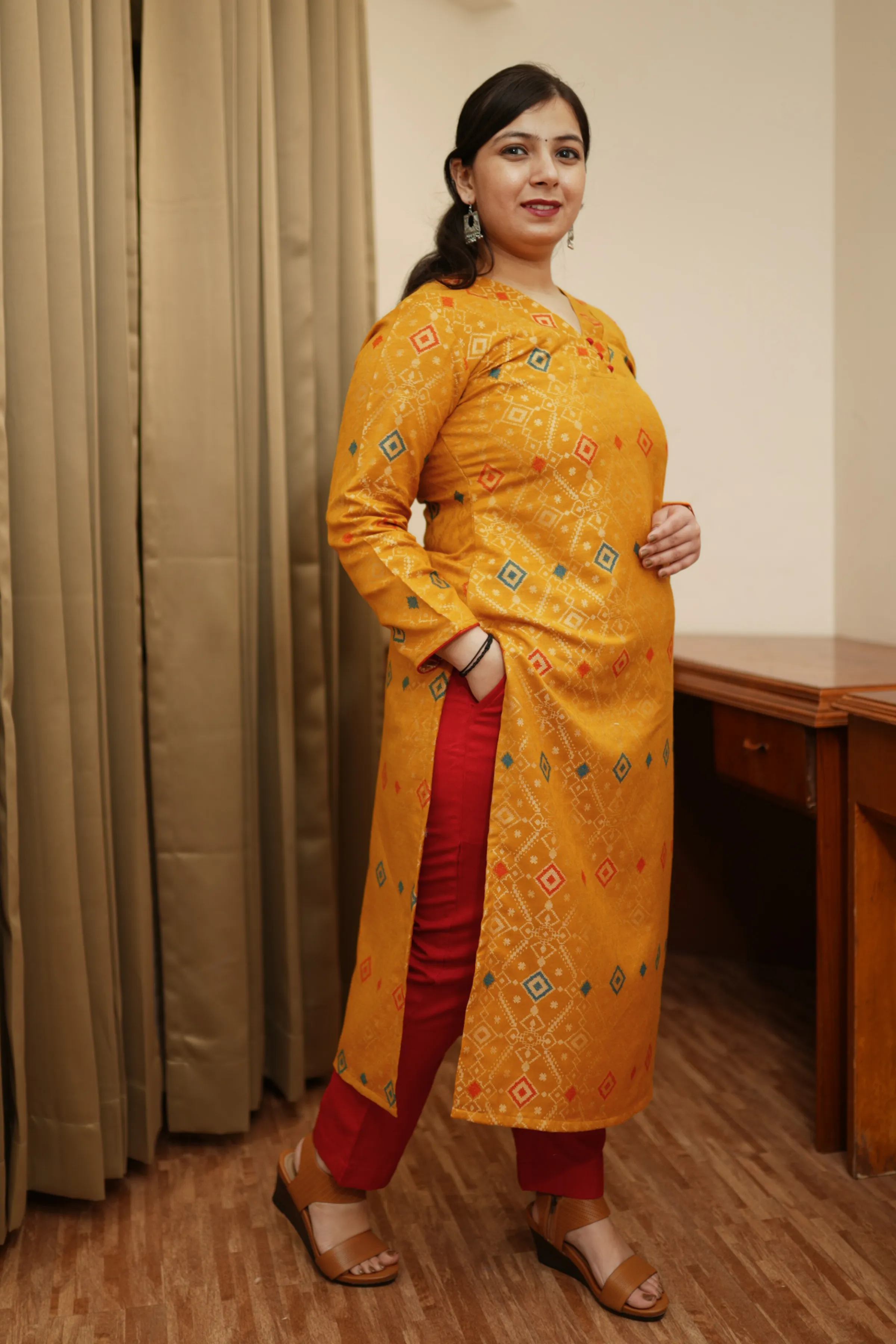 Amber Magic Woven Pashmina Kurta