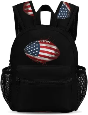 American Football Us Flag 13 Inch Backpack Waterproof Lightweight Travel Backpack Purse Hiking Daypack