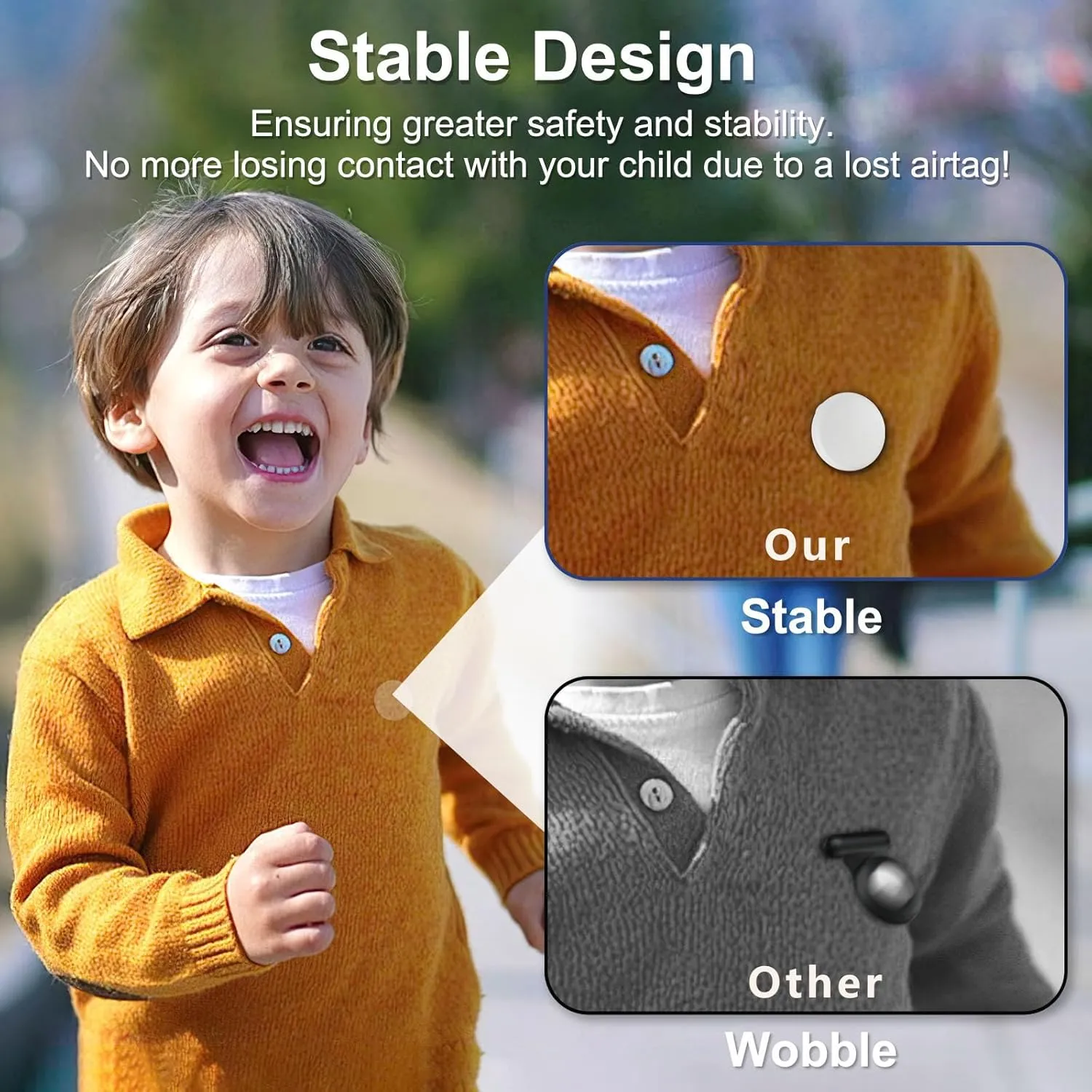 Apple Airtag Holder for Kids, 2 Pack Airtag Kids Hidden Holder with Safety Pins, GPS Tracker Case for Children, Elderly, Hidden Inside Clothes, Shoe, Backpack (Black Blue)