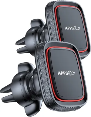 APPS2Car 2 Pack Magnetic Phone Car Mount, Car Phone Holder Mount Magnetic, Built in 6 Strong Magnets, Air Vent Cell Phone Holder for Car with Adjustable Secure Tightening System