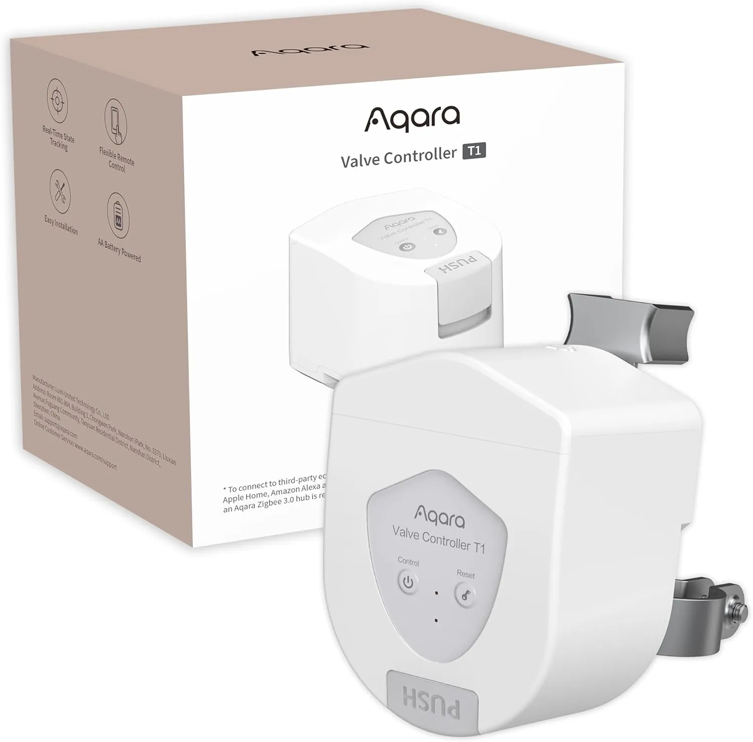 Aqara Smart Valve Controller T1,Matter Over Bridge,Requires Aqara Zigbee 3.0 Hub, Combined with Water Leak Detectors for Home, Supports App Remote Control Shutoff, Supports HomeKit, Alexa, Google