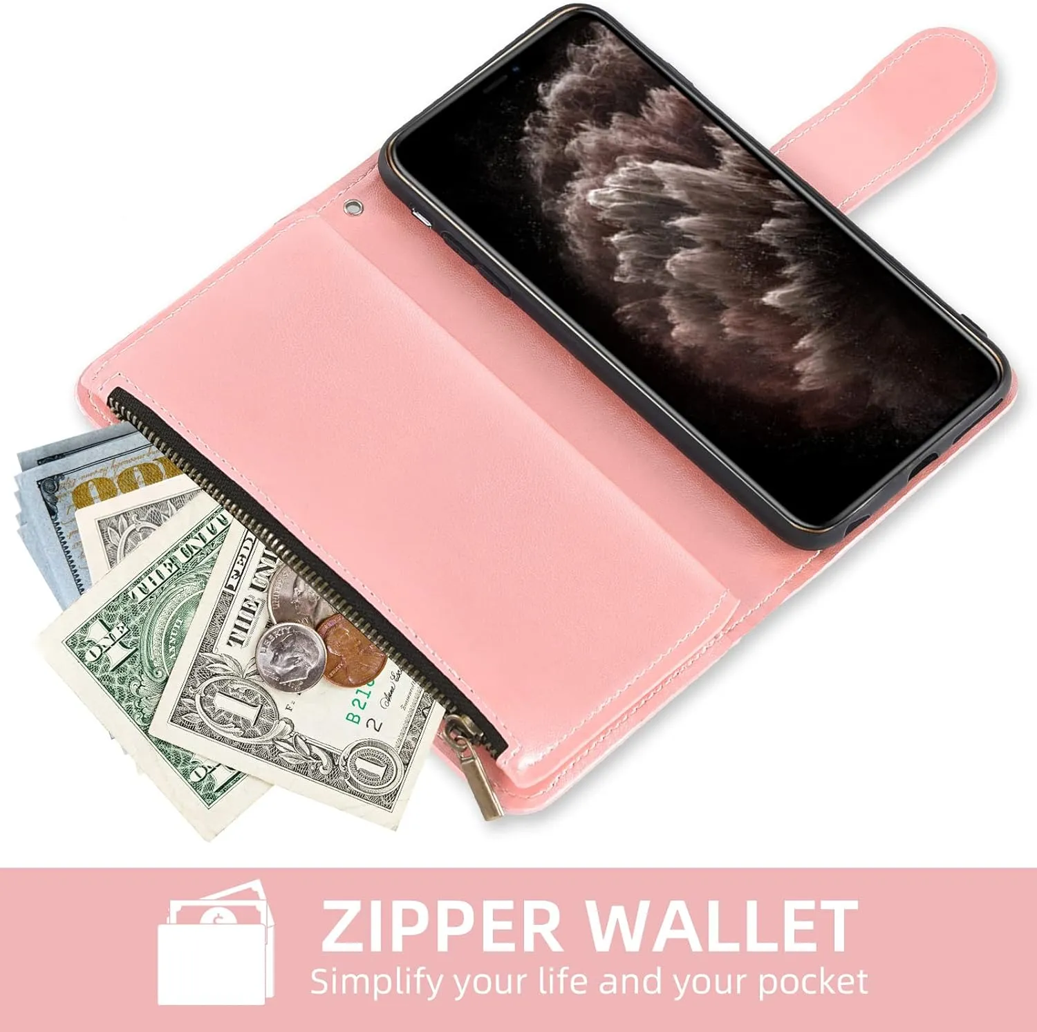 Asuwish Compatible with iPhone 11 Pro 5.8 Wallet Case and Tempered Glass Screen Protector Flower Leather Flip Card Holder Stand Cell Phone Cover for iPhone11pro iPhone11 i XI 11s 11pro Women Rose Gold