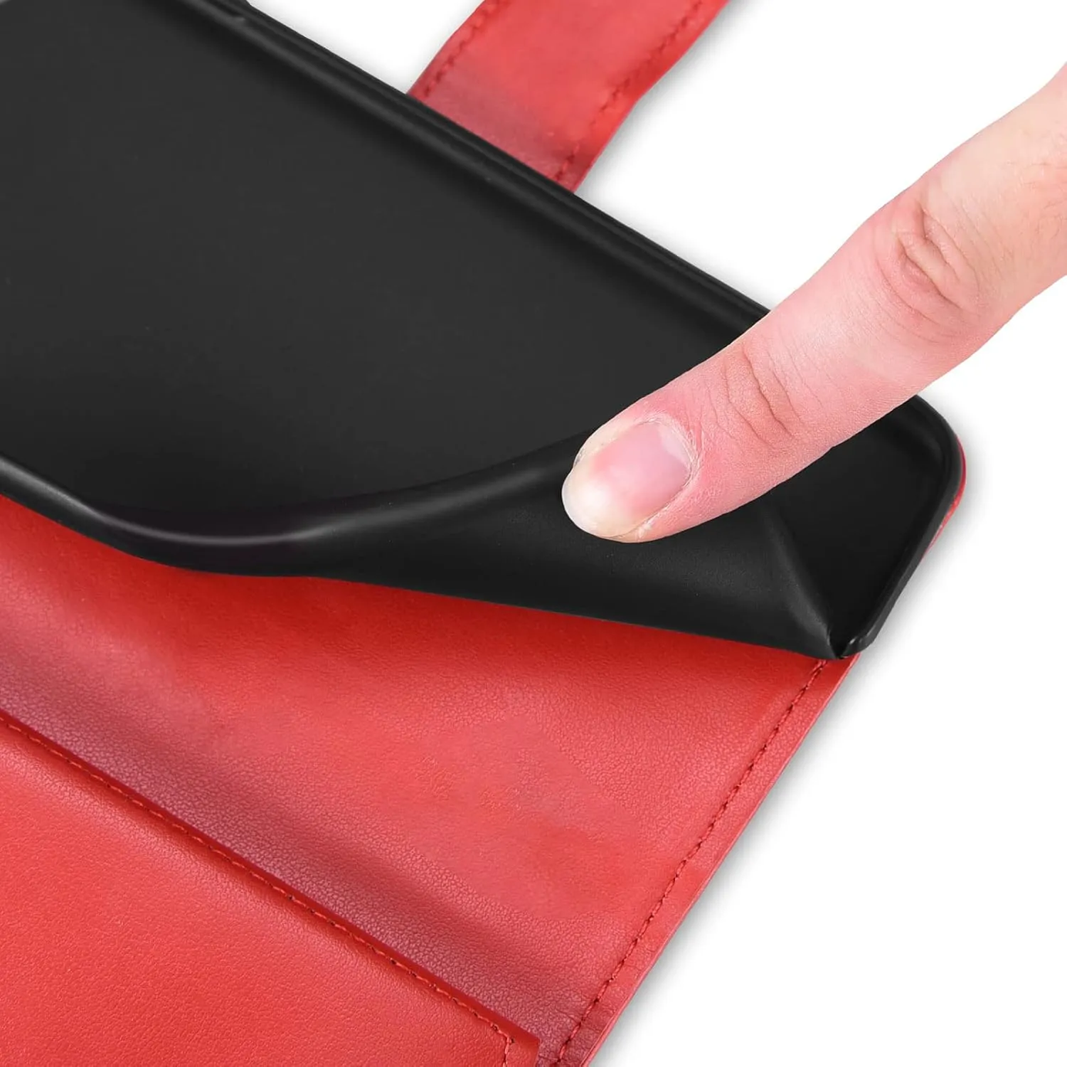 Asuwish Compatible with Samsung Galaxy S21 FE Gaxaly S 21 FE 5G Wallet Case and Tempered Glass Screen Protector Flip Credit Card Holder Cell Phone Cover for Glaxay S21FE5G UW S21FE 21S G5 Women Red