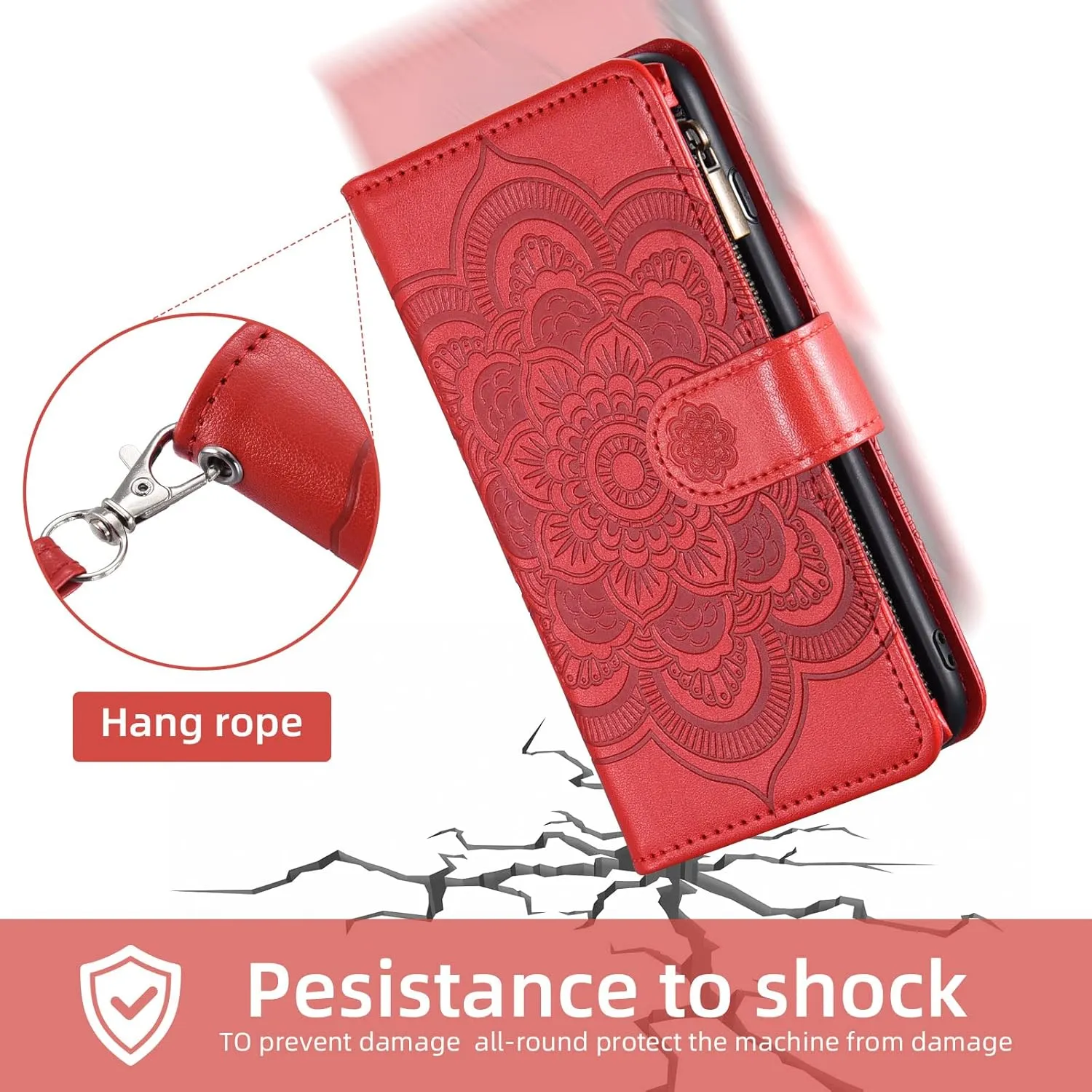 Asuwish Compatible with Samsung Galaxy S21 FE Gaxaly S 21 FE 5G Wallet Case and Tempered Glass Screen Protector Flip Credit Card Holder Cell Phone Cover for Glaxay S21FE5G UW S21FE 21S G5 Women Red