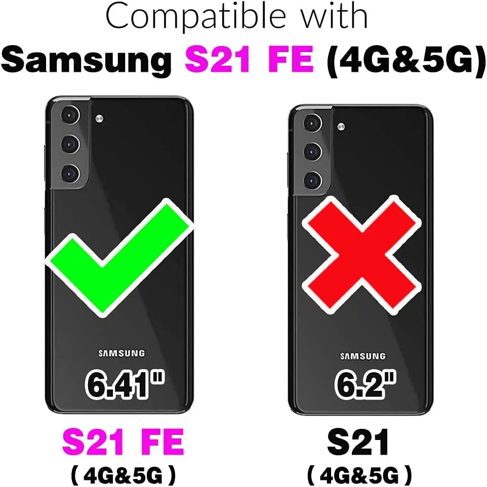Asuwish Compatible with Samsung Galaxy S21 FE Gaxaly S 21 FE 5G Wallet Case and Tempered Glass Screen Protector Leather Flip Card Holder Cell Phone Cover for Glaxay S21FE5G UW S21FE 21S G5 Men Purple