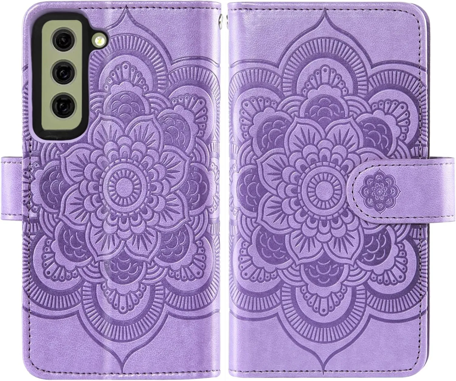 Asuwish Compatible with Samsung Galaxy S21 FE Gaxaly S 21 FE 5G Wallet Case and Tempered Glass Screen Protector Leather Flip Card Holder Cell Phone Cover for Glaxay S21FE5G UW S21FE 21S G5 Men Purple