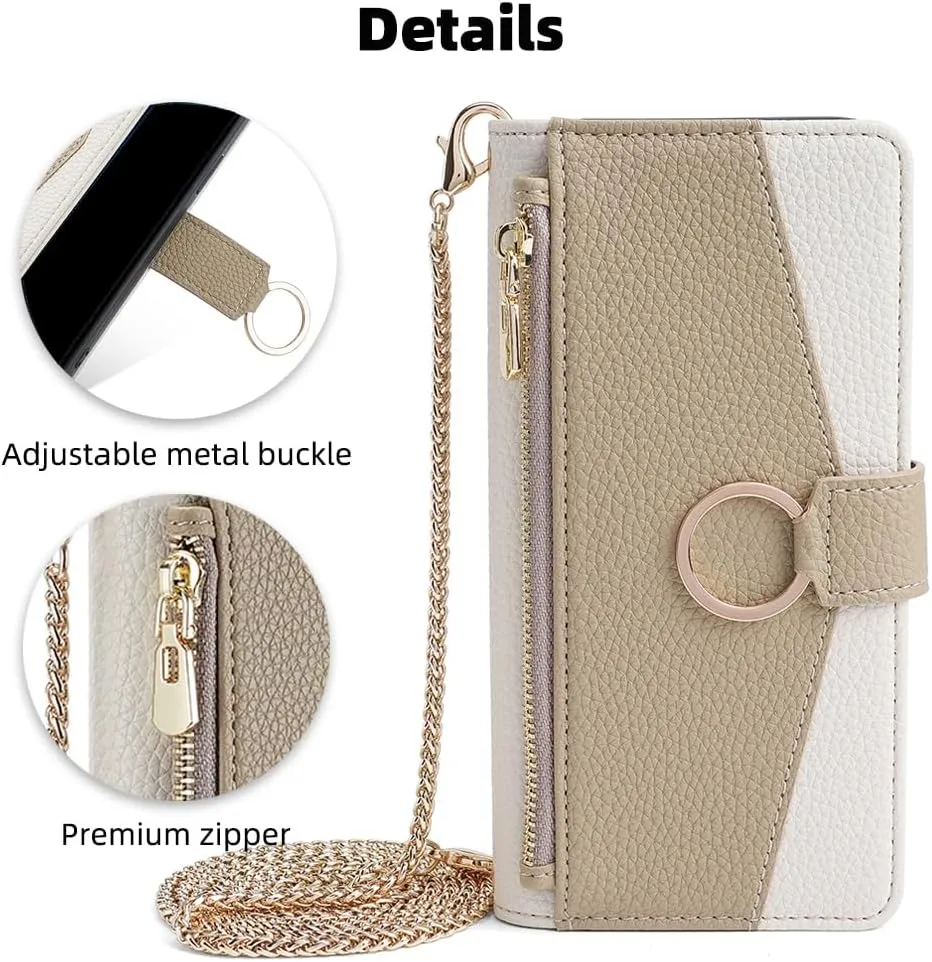 Asuwish Phone Case for iPhone 13 Pro 6.1 inch Wallet Cover with Screen Protector and Mirror Flip Cover Ring Card Holder Crossbody Strap Stand Cell iPhone13Pro 5G i i-Phone i13 iPhone13 13Pro White