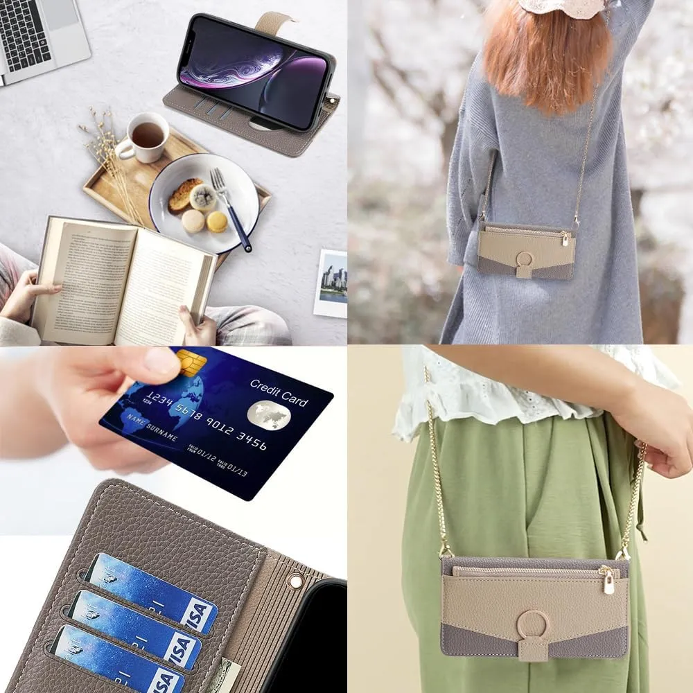 Asuwish Phone Case for iPhone XR 6.1 Wallet Cover with Screen Protector and Mirror Flip Cover Ring Card Holder Crossbody Strap Cell iPhoneXR iPhone10R i Phonex 10XR 10R RX CR iPhoneXRcases Gray