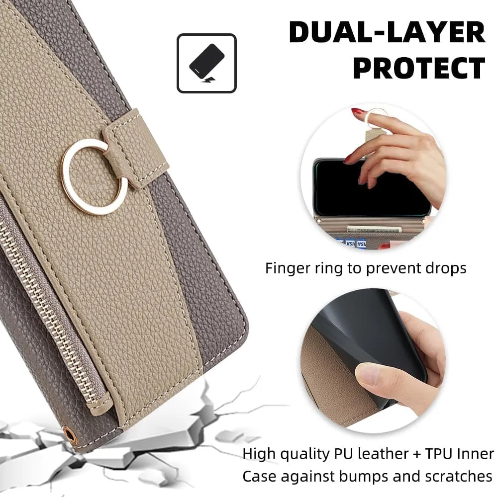 Asuwish Phone Case for iPhone XR 6.1 Wallet Cover with Screen Protector and Mirror Flip Cover Ring Card Holder Crossbody Strap Cell iPhoneXR iPhone10R i Phonex 10XR 10R RX CR iPhoneXRcases Gray