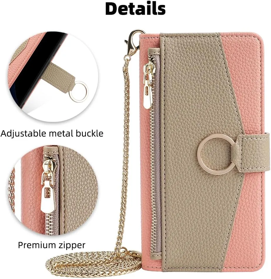 Asuwish Phone Case for iPhone Xs Max Wallet Cover with Screen Protector and Mirror Flip Cover Ring Card Holder Crossbody Strap Cell i X XR Xsmax 10x SX Xmax 10xs 10s 10 Plus Xmaxs Women Girls Pink