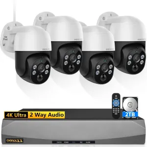 Auto Tracking & PIR Detected 4K/8.0 Megapixel PTZ 2-Way Audio PoE Outdoor Camera Home Security Camera System Wired Outdoor Video Surveillance