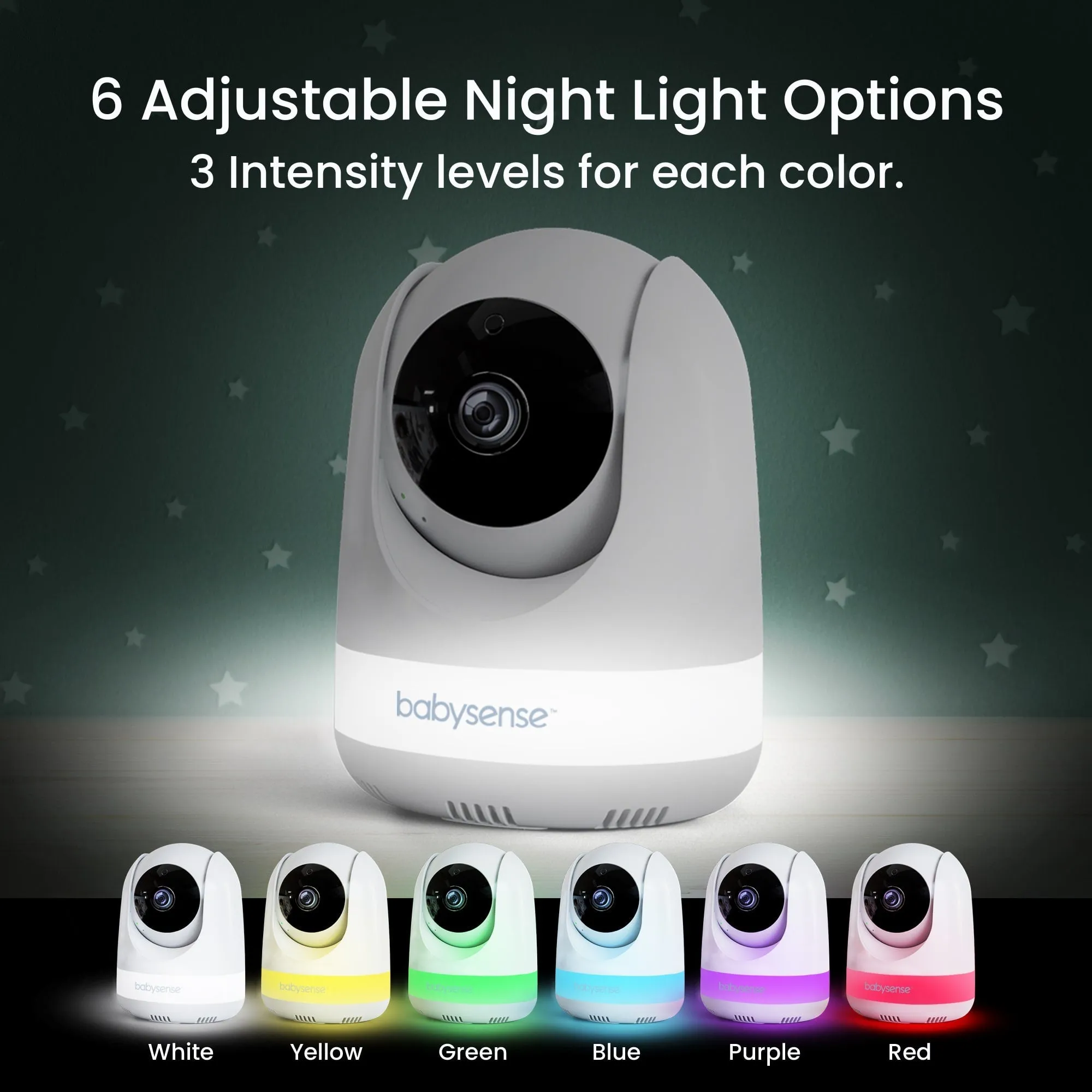 Babysense Max View: Video Baby Monitor, One Camera, Non Wifi, Split Screen, Night Light & Sound Machine