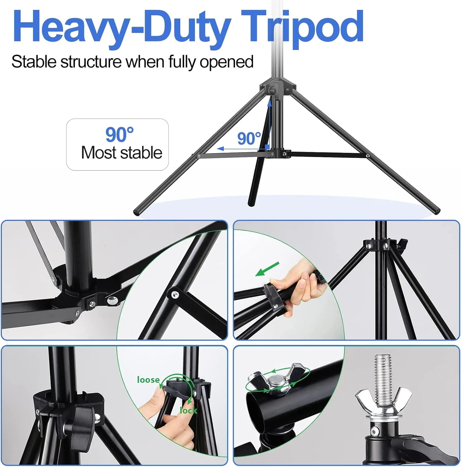 Backdrop Stand 6.5x6.5ft Adjustable Photo Studio Background Stand Support Frame Heavy Duty Photo Backdrop Stand Kit for Parties Wedding With 3 Crossbars 4 Backdrop Clamps,2 Sandbags Carrybag