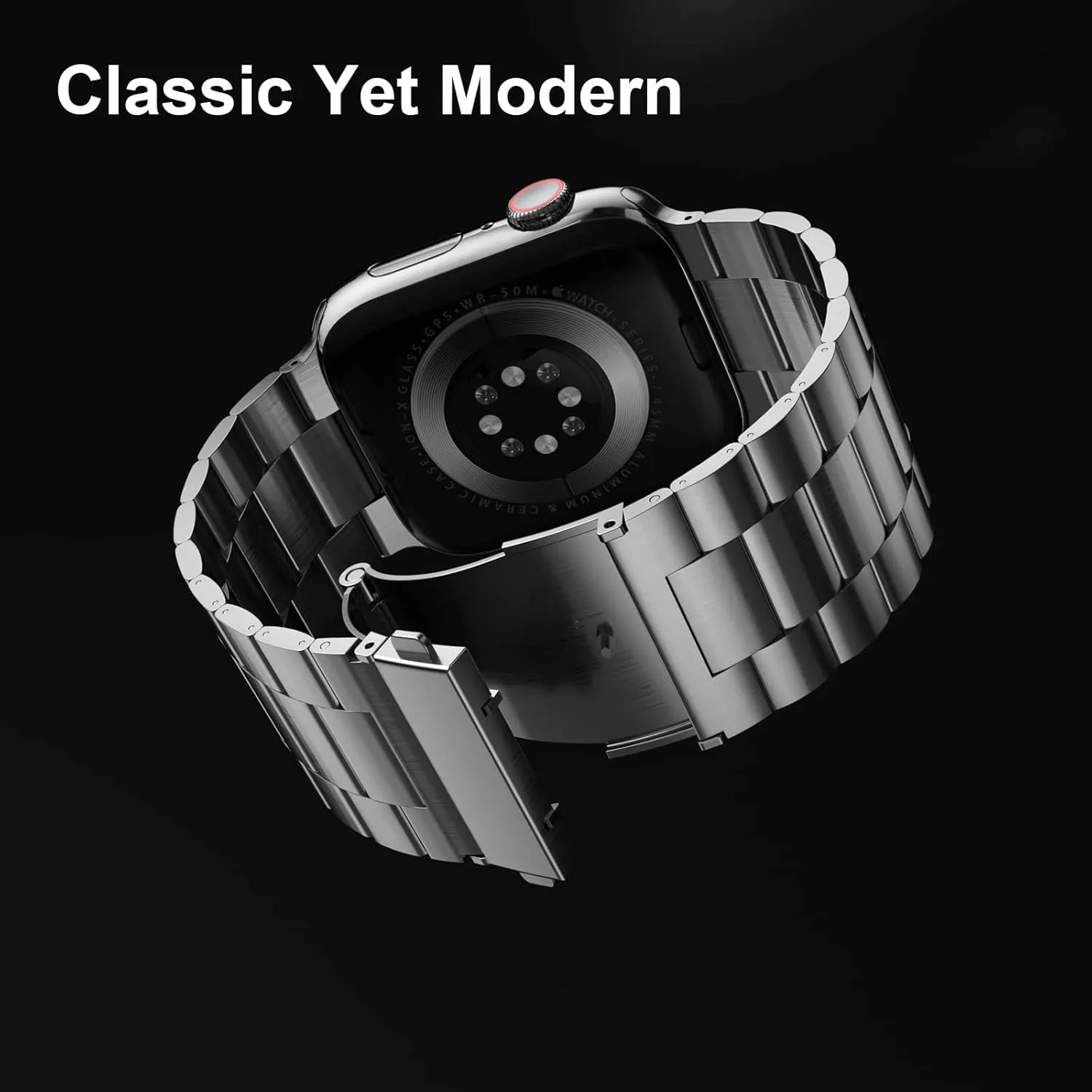 Band Suitable for Apple Watch Bands 44mm 42mm 40mm 38mm, Solid Stainless Steel Metal Replacement Strap with Case for iWatch SE Series 9/8/7/6/5/4/3/2/1 for Men Women