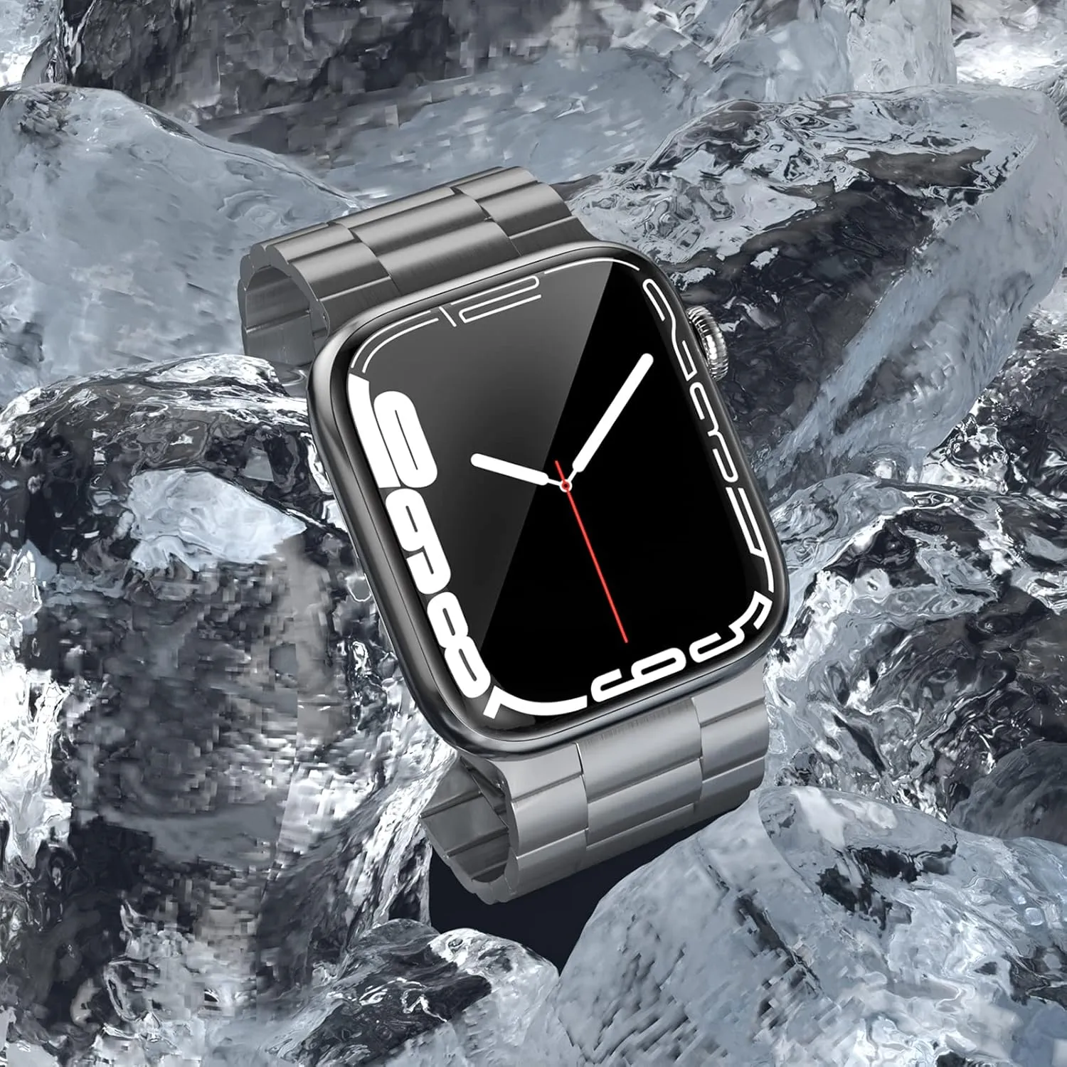 Band Suitable for Apple Watch Bands 44mm 42mm 40mm 38mm, Solid Stainless Steel Metal Replacement Strap with Case for iWatch SE Series 9/8/7/6/5/4/3/2/1 for Men Women