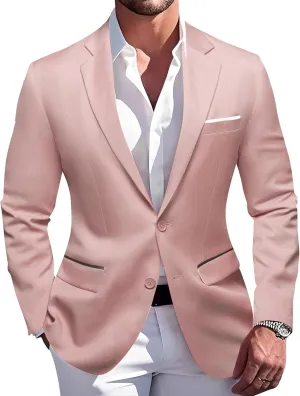 Barry.Wang Mens Casual Sport Coat Solid Blazer Tuxedo Suit Jacket Regular Fit Wedding Business Gift