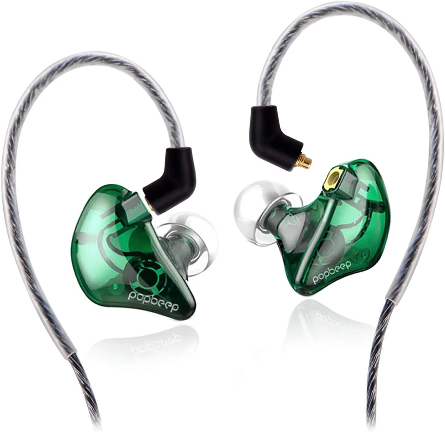 BASN Bsinger PRO in Ear Monitor for Musicians with MMCX Replaceable Cables; Noise-Isolating and Universal-Fit (Green)