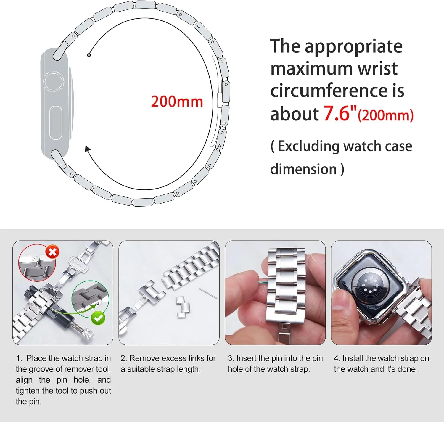 BINLUN Stainless Steel Bands Compatible with Apple Watch 49mm 45mm-44mm-42mm 41mm-40mm-38mm Metal Bracelets with TPU Case Fit For iWatch Strap 9/8/7/6/5/4/3/2/1//SE2/SE/Ultra Men Women
