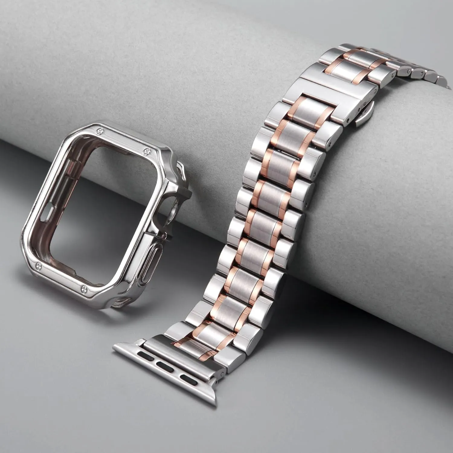 BINLUN Stainless Steel Bands Compatible with Apple Watch 49mm 45mm-44mm-42mm 41mm-40mm-38mm Metal Bracelets with TPU Case Fit For iWatch Strap 9/8/7/6/5/4/3/2/1//SE2/SE/Ultra Men Women