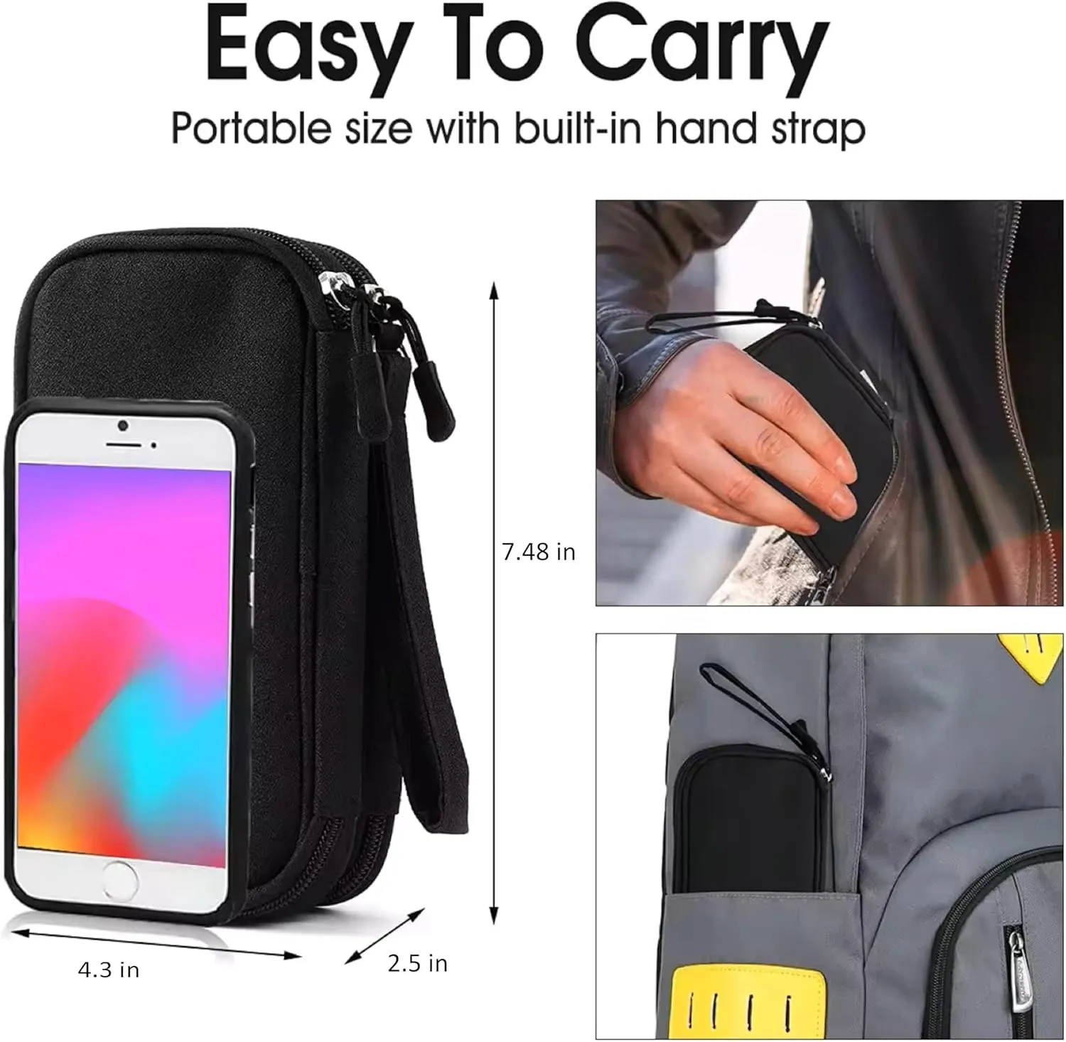 Black Travel Organizer Bag for Accessories - Cable and Cord Management Backpack for Headphones, Hard Drive, USB, Charger, Phone & Power Bank