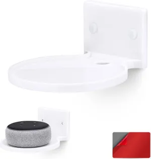 BRAINWAVZ 5 Round Floating Shelf Mount for Security Cameras Baby Monitors Speakers Plants Toys & More Universal Holder Stick-On Or Screw Mount, Easy to Install (White)