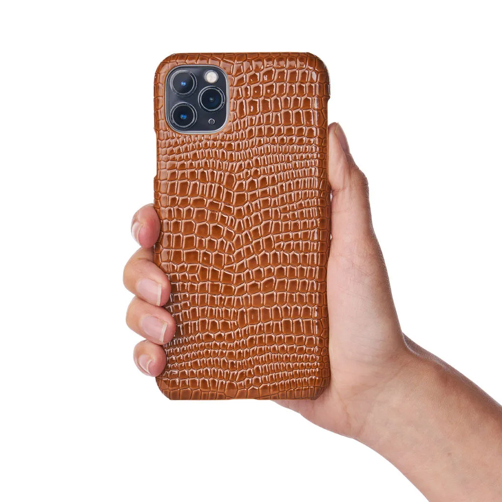 Brown Faux Crocodile iPhone Case