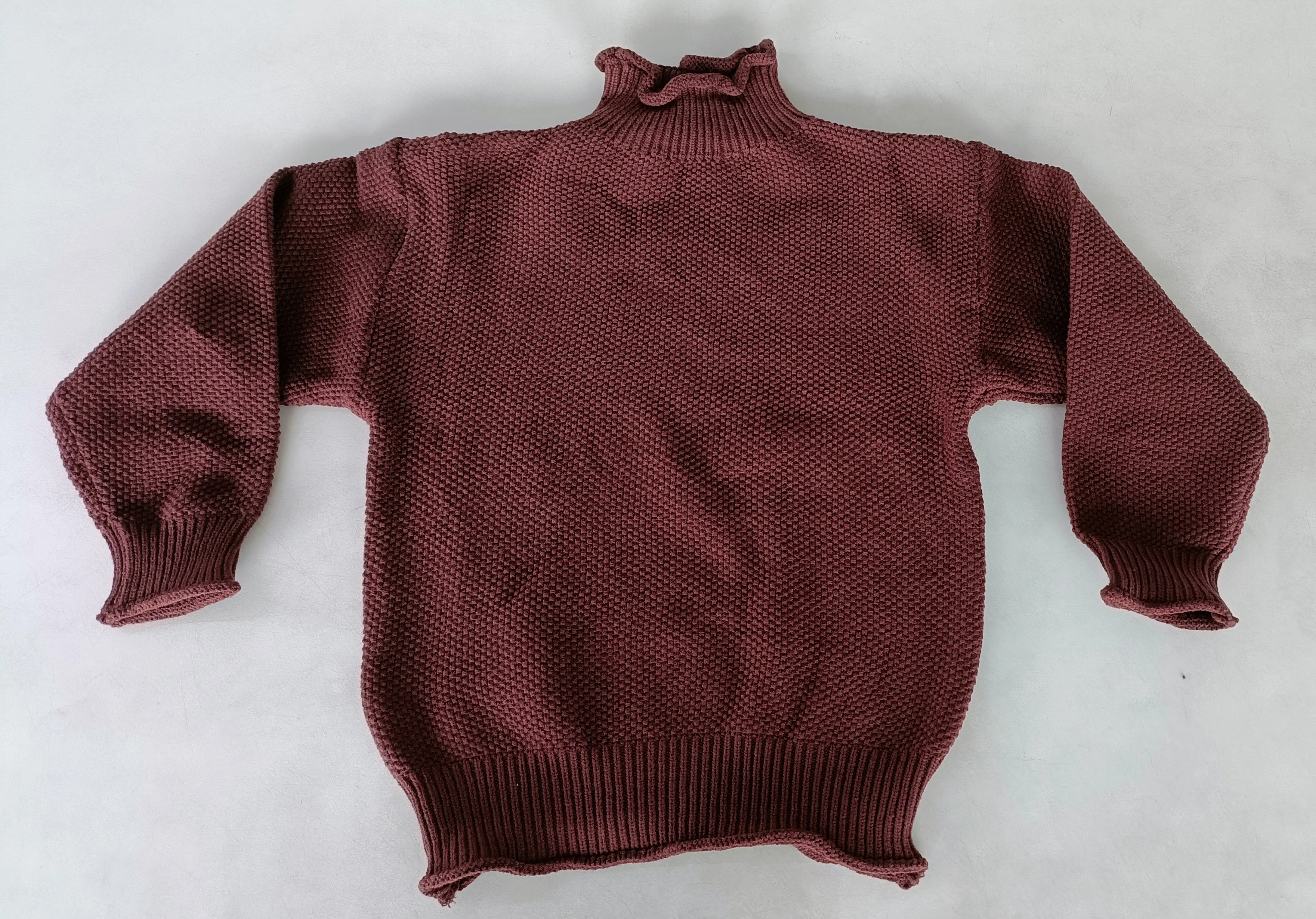 Brown Woolen High Round Neck Sweater