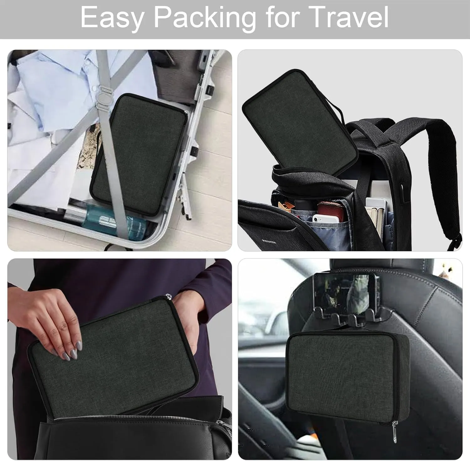 Bukere Travel Sunglasses Organizer Case, Adjustable Slot For Multiple Pairs, Portable Eyeglasses Storage Box for Men Women